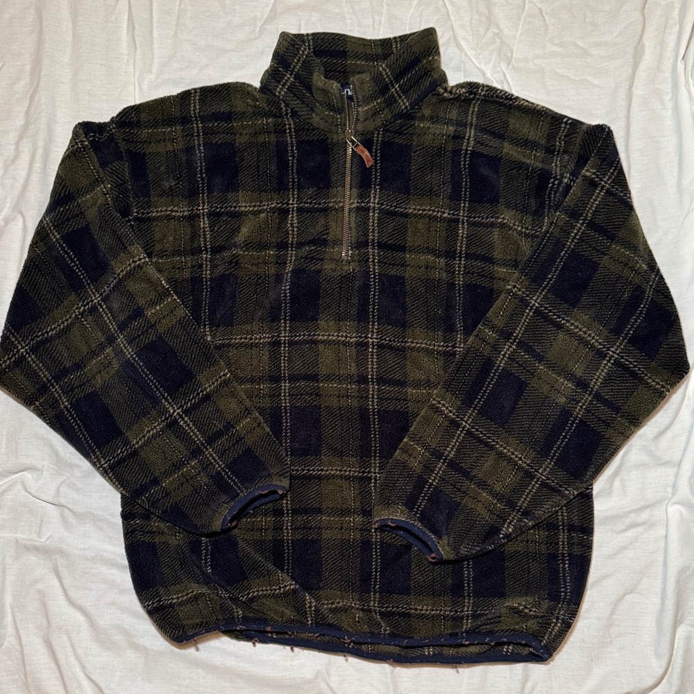 Nautica Green and Blue Plaid Fleece Jacket